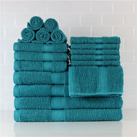 Mainstays Basic Bath Collection 18 Piece Towel Set Turquoise 4 Bath