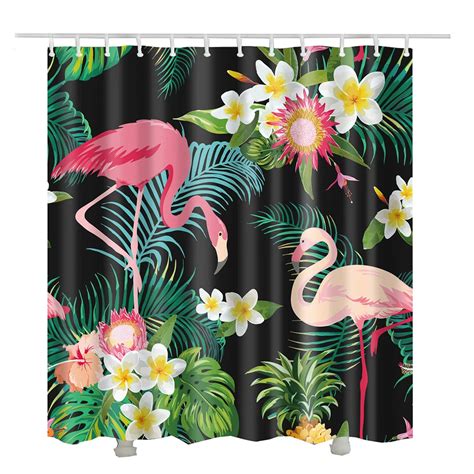 Flamingo Bath Curtains Waterproof Fabric Cortina Para Ducha Polyester
