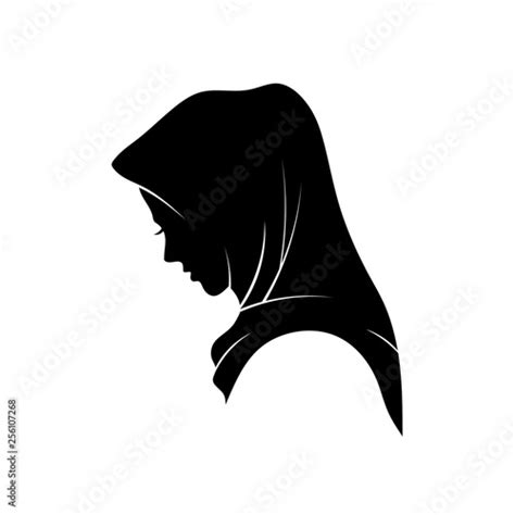 Beautiful Muslim Woman In Hijab Fashion Silhouette Vector Buy This