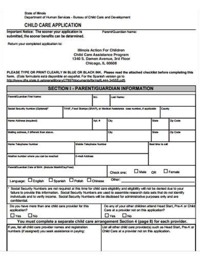 Free 10 Daycare Application Form Samples In Pdf