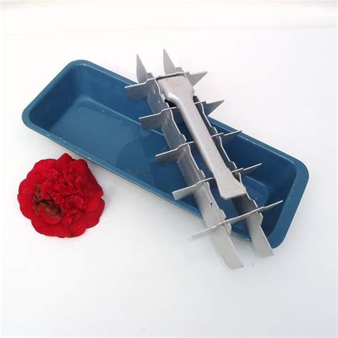 Vintage Blue Aluminum Ice Tray Mid Century Ice Cube By Whimzythyme