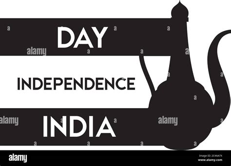 India Independence Day Celebration With Flag And Jar Silhouette Style