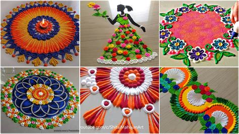 The beautiful mango designs on it with cine branches give it a feminine and delicacy. Very very innovative beautiful rangoli design - Simple ...