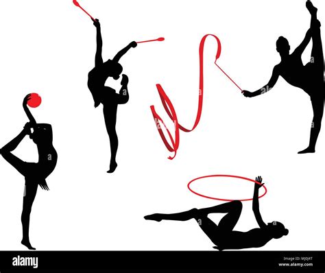 rhythmic gymnastics silhouettes vector stock vector image and art alamy