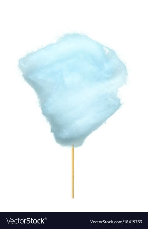 Realistic Blue Cotton Candy On Stick Isolated Vector Image