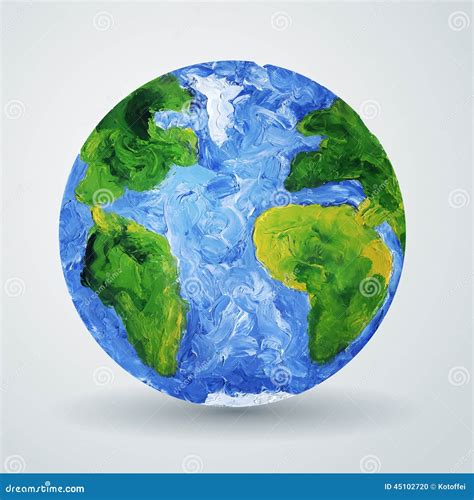 Planeta De La Tierra Pintado En Aceite Ilustración Del Vector