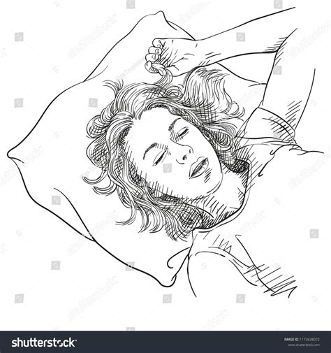 Sketch Young Woman Sleeping Head One Stock Vector Royalty Free 1172638072 Shutterstock