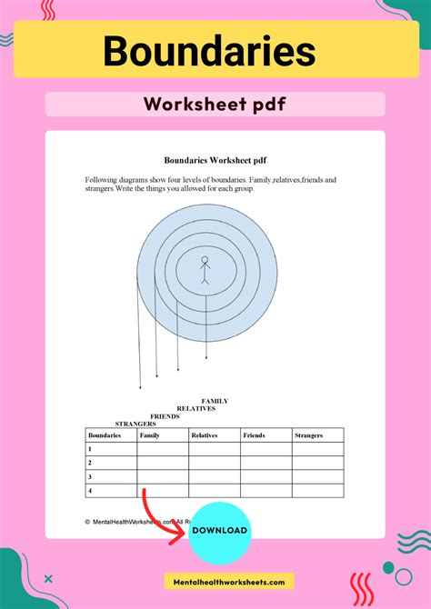 Boundaries info sheet worksheet therapist aid