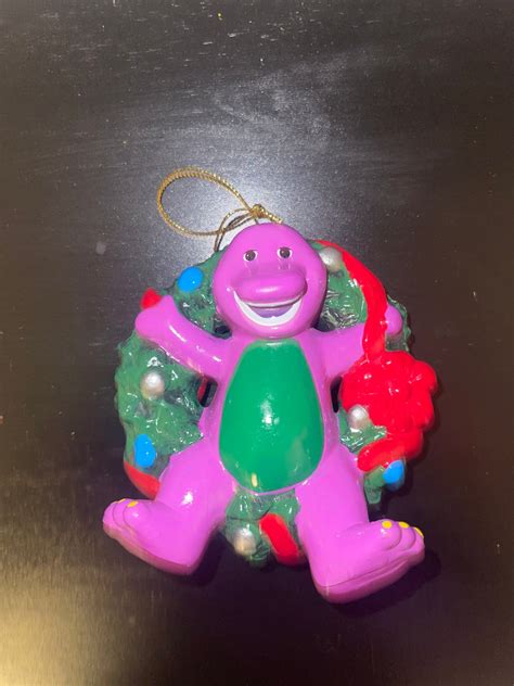 Barney Christmas Ornament Purple Dinosaur Wreath Vintage Etsy