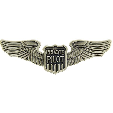 Private Pilot Wings Choose Gray Pin 2 78 Wide Or Gold Plated Wings 1