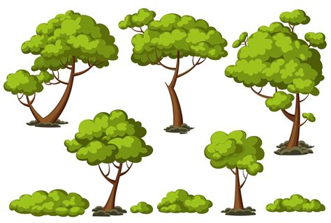 Cartoon Trees Set By Shmelstudio On Creativemarket Cartoon Trees