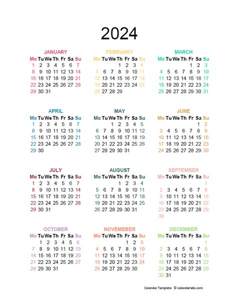 2024 Annual Calendar Excel Template Free Printable August 2024 Calendar