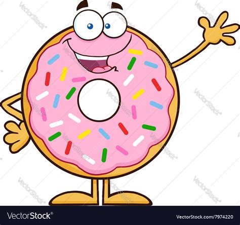 Waving Donut Cartoon Royalty Free Vector Image