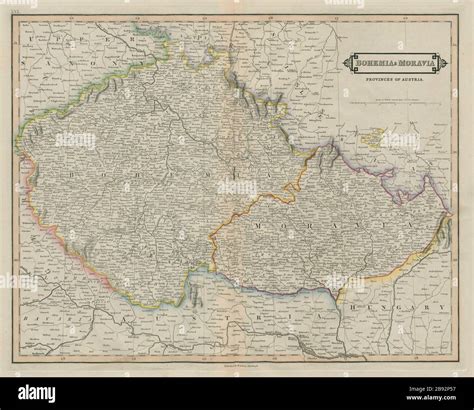 Bohemia And Moravia Provinces Of Austria Czechia Lizars 1842 Old Map