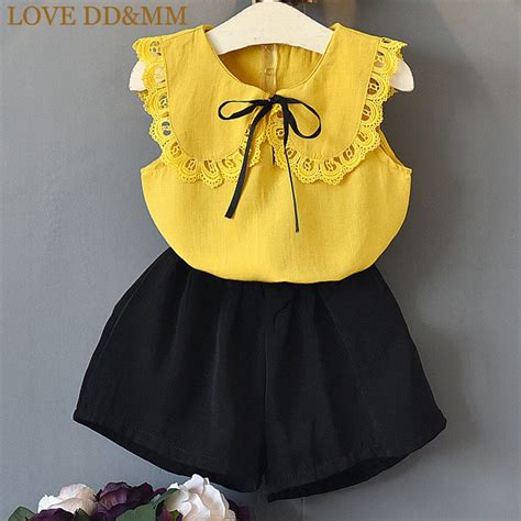 Love Ddandmm Girls Sets 2019 Summer New Kids Clothing Girls Solid Color
