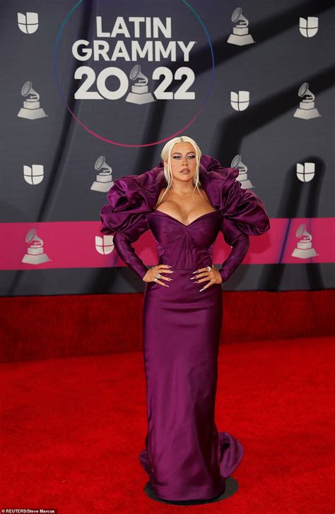 Christina Aguilera Puts On Quite A Busty Display In Purple Gown At The