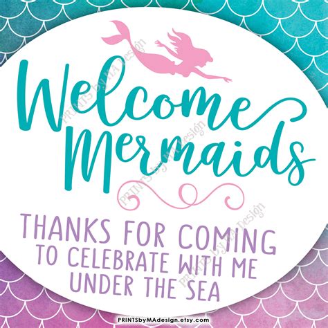 Mermaid Party Sign Mermaid Birthday Party Birthday Welcome Etsy España