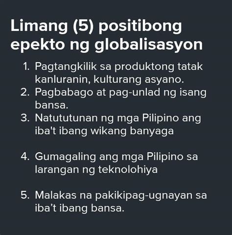 Mga Negatibong Epekto Ng Globalisasyon Sa Pilipinas Mobile Legends