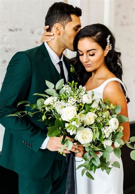Ivory Green Bridal Bouquet Green Wedding Suit Wedding Color Combos