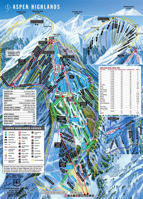 Aspen Highlands Ski Trail Map Colorado Ski Resort Maps