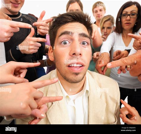 Group Of People Pointing At One Person Stock Photo Alamy