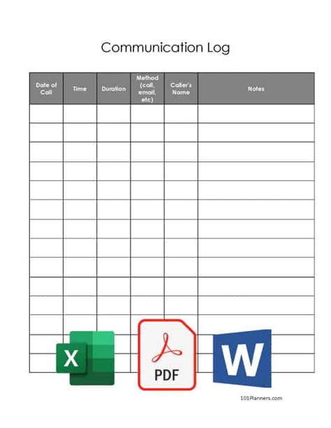 Editable Communication Log Template Enhance Employees Collaboration By
