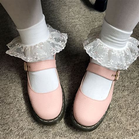My Pink Dm Mary Janes With Frilly Socks Socks And Heels Nice Shoes Pretty Shoes