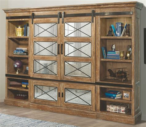 An aesthetic media centre of wooden materials in white. Annapolis Vintage Weathered Ash Sliding Door Entertainment ...