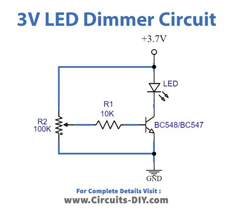 3v Led Dimmer Circuit With Bc547 Transistor