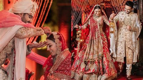 hansika motwani looks radiant in red bridal lehenga finally shares her wedding clicks with