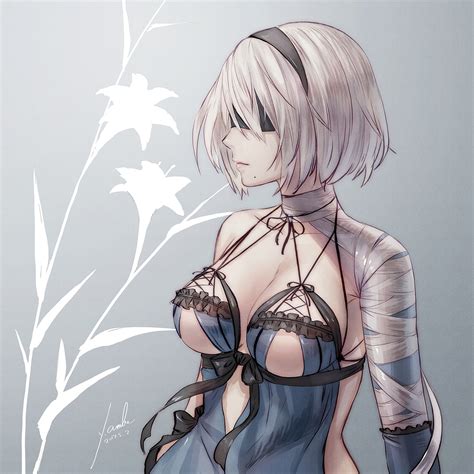 Wallpaper Bandage Cleavage Cosplay Kaine Nierr Lingerie Nier Nier Automata No Bra 2b