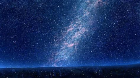 Estrelas Céu Azul Noite Árvores Céu Da Fantasia Night Sky 4k