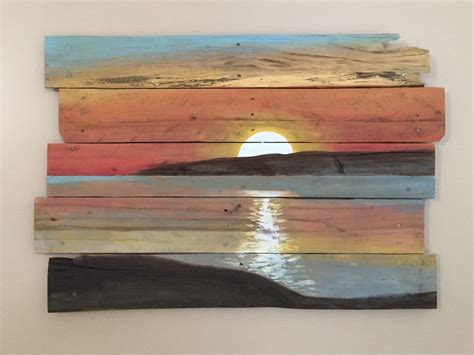 Sunset on Reclaimed Pallet Wood | Pallet art, Wood art, Pallet painting