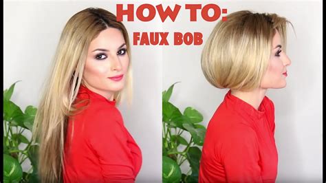 She makes the women i dream about look like short, fat, bald men. How to fake short hair (faux bob)! - YouTube
