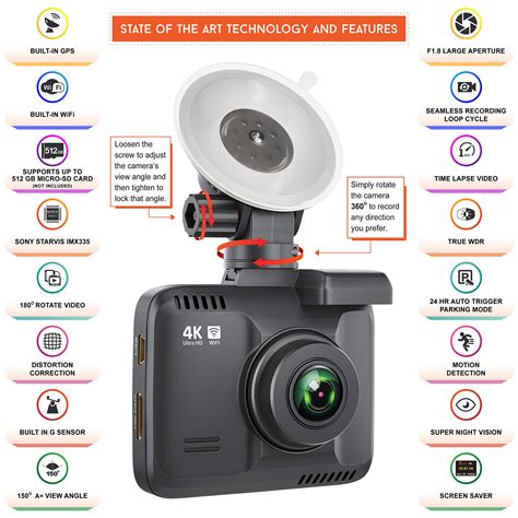 Mua Rove R2 4k Dash Cam Built In Wifi Gps Car Dashboard Camera Recorder With Uhd 2160p 24