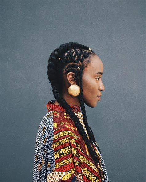 This is an example of a goddess braids style which is usually a chunky braided hairstyle. Someone hurry up and braid my hair! #coolafricanhairstyles | Cool braid hairstyles, African ...