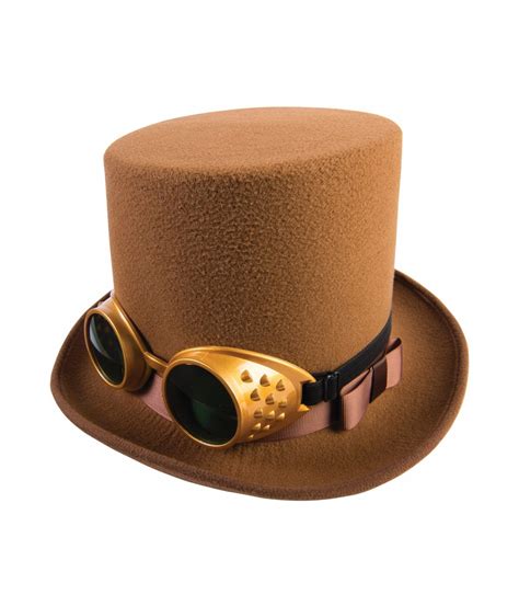 Brown Steampunk Top Hat With Goggles Hats
