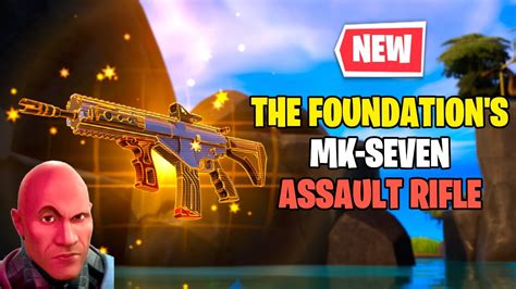 Fortnite The Foundation Boss Mythic Mk 7 Asssault Rifle Gameplay Red