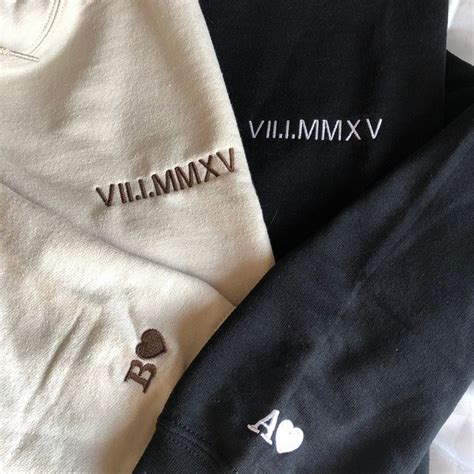 roman numerals couples custom embroidered hoodie terrabell designs