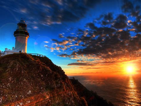 Wallpaper Sky Tower Landmark Lighthouse Sea Sunrise Horizon