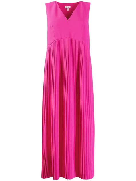 Kenzo Dress Pleated Midi Dress Pleated Midi Dress Pink Midi Dress