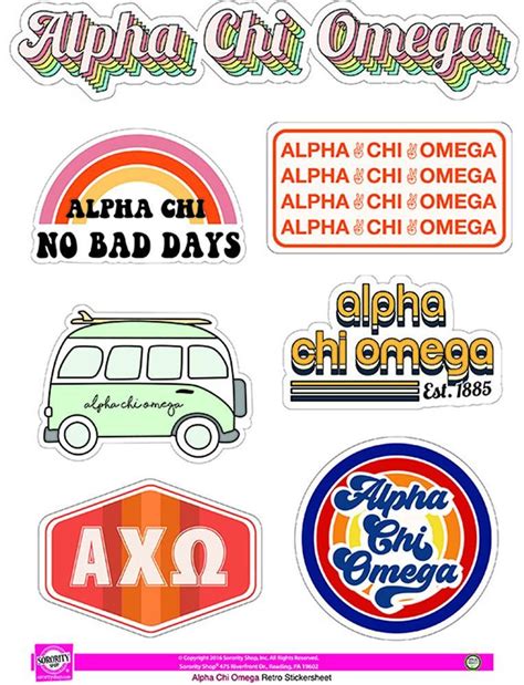 Alpha Chi Omega Retro Sticker Sheet Greek Gear