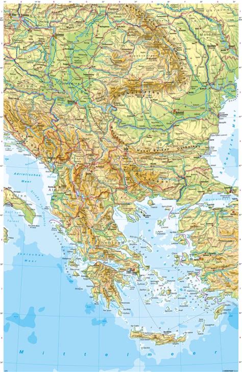 Physische Karte Griechenland Europakarte