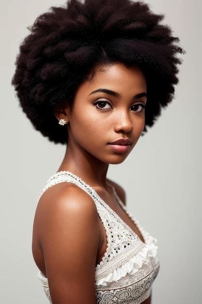 Une Femme Avec Une Coupe De Cheveux Naturelle Se Tient Sur Un Fond