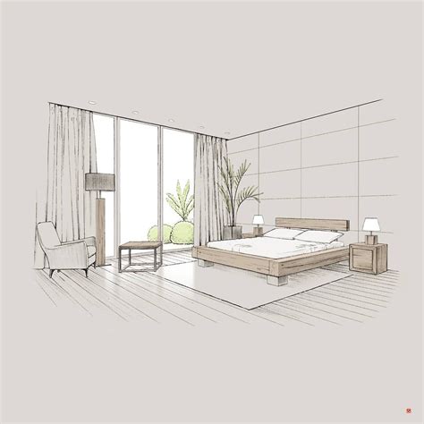 Interior design also includes the specification of furniture fixtures and finishes and coordinating their installation. Another bedroom sketch #interiorsketch # ...