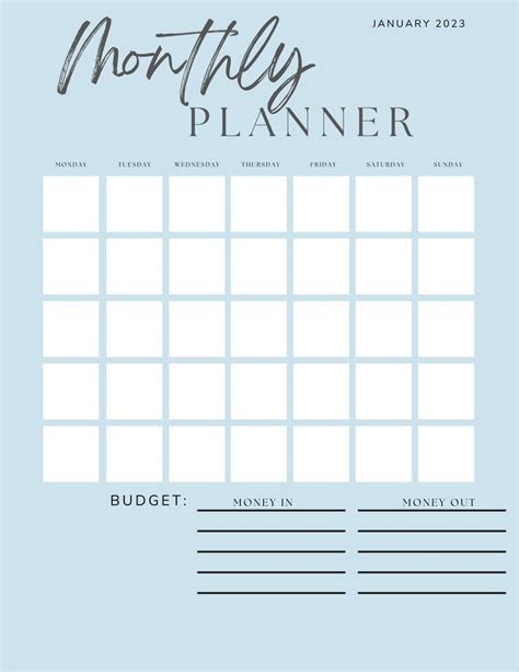 The Printable Planner Is Shown In Light Blue