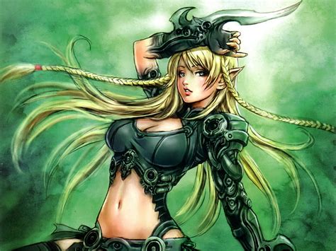 Blonde Elf Pretty Sweet Big Breasts Hot Anime Girl Dagger Female