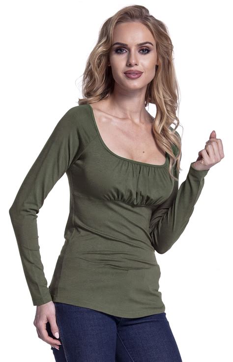 Glamour Empire Womens Elastic Top Long Sleeves Ruched Bust Empire Waist 360 Ebay