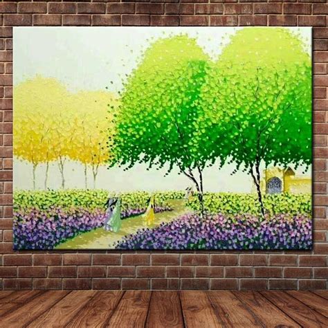 Hand Painted Abstract Palette Knife Flower Tree Landscape