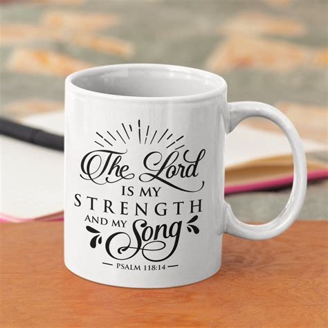 Christian Coffee Mug Bible Verse Mug The Lord Is My Strength Etsy Lord Is My Strength